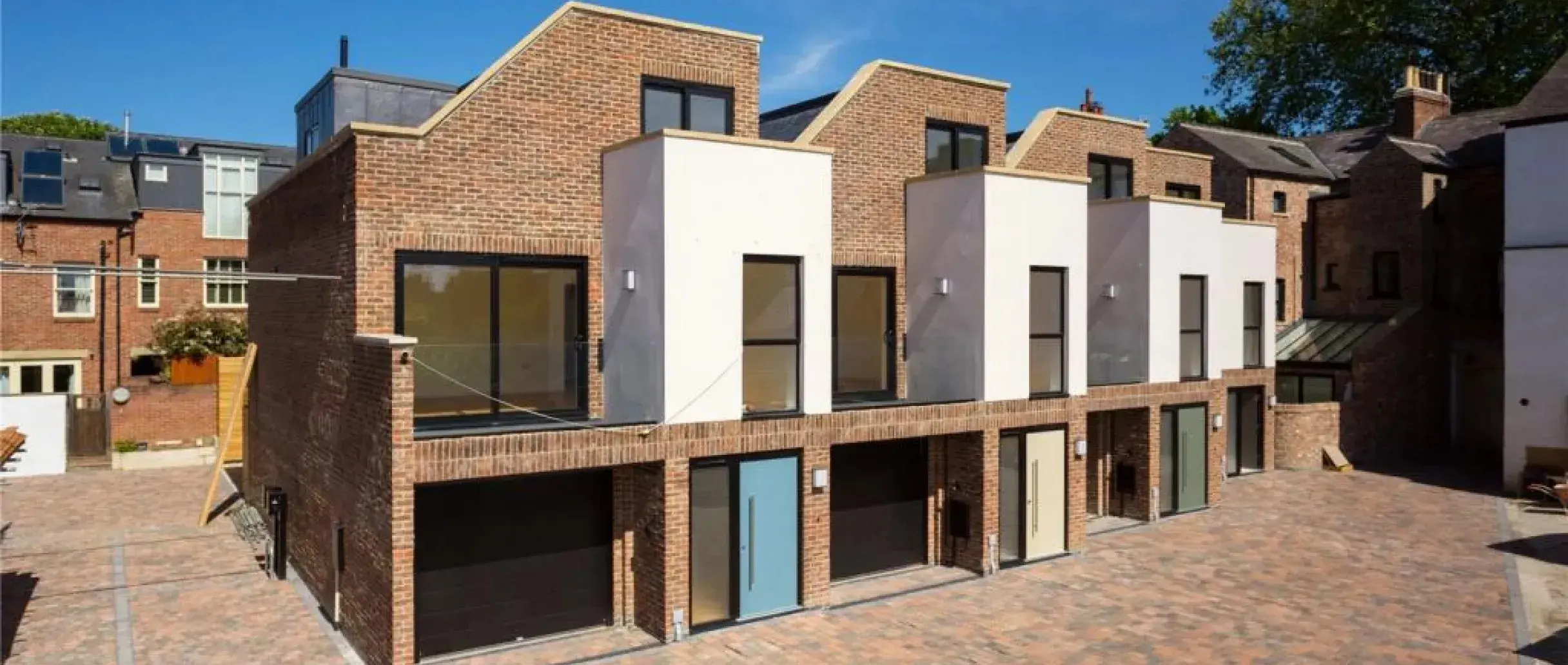 A terrace of modern new-build homes