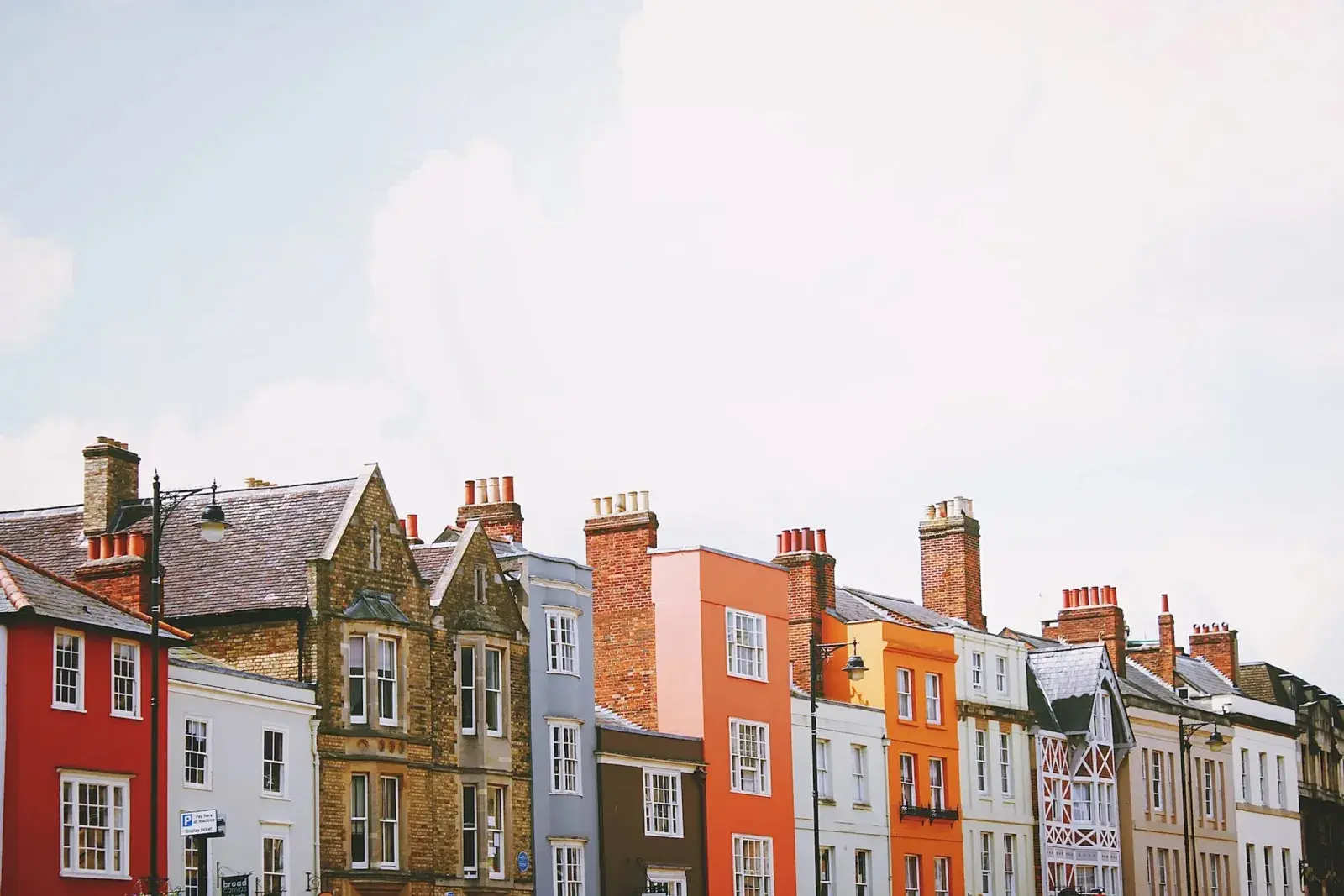 A row of colourful terraced houses