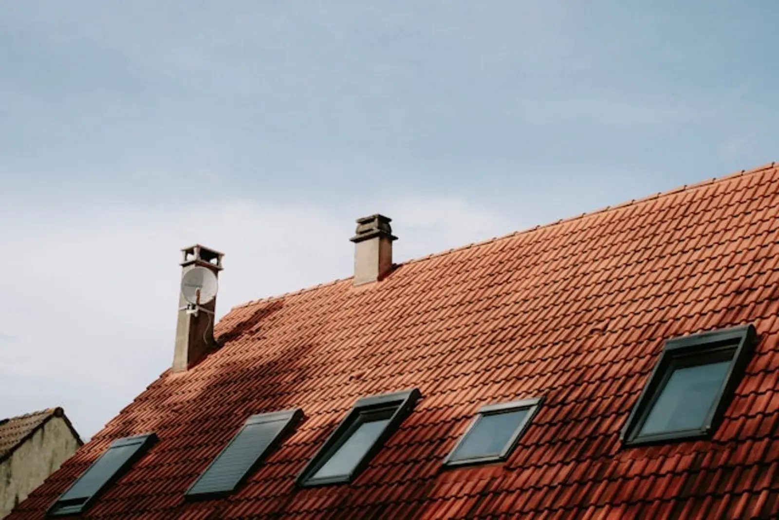 Skylights in a red tiled roof