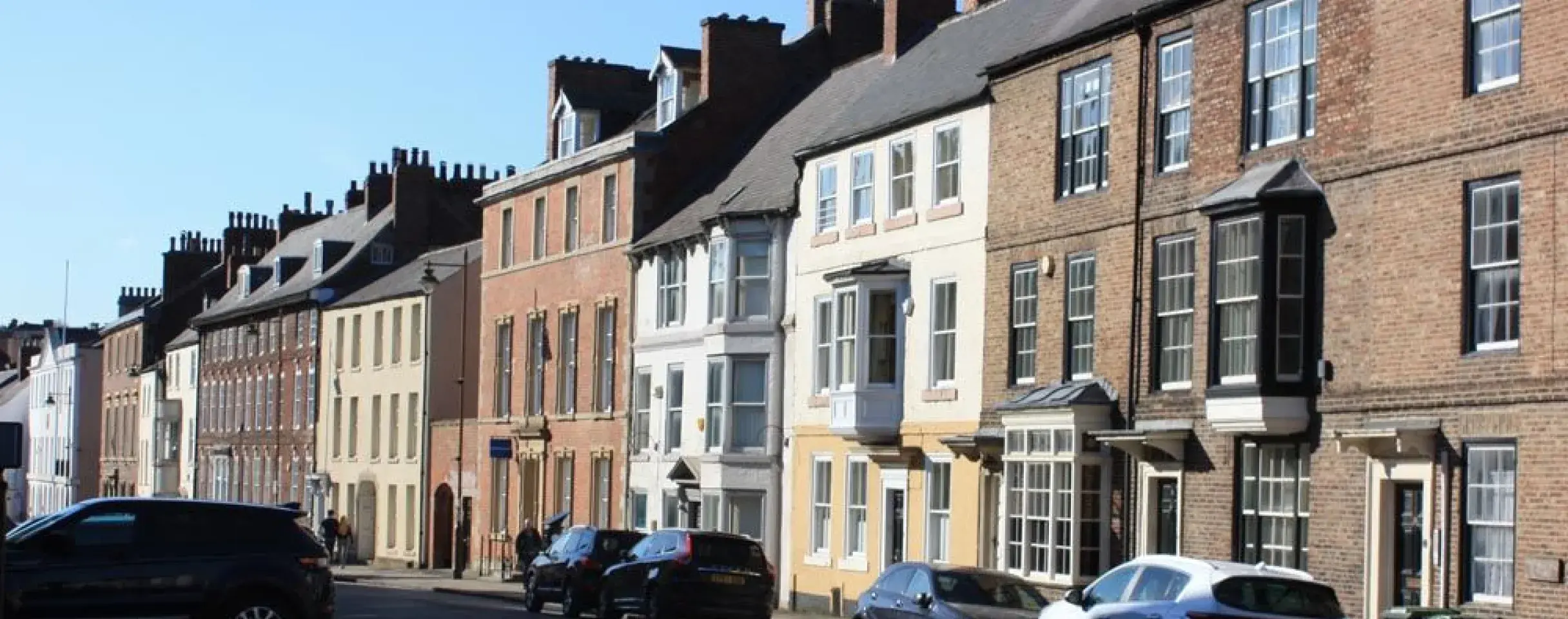 Georgian terraced houses on a Durham street